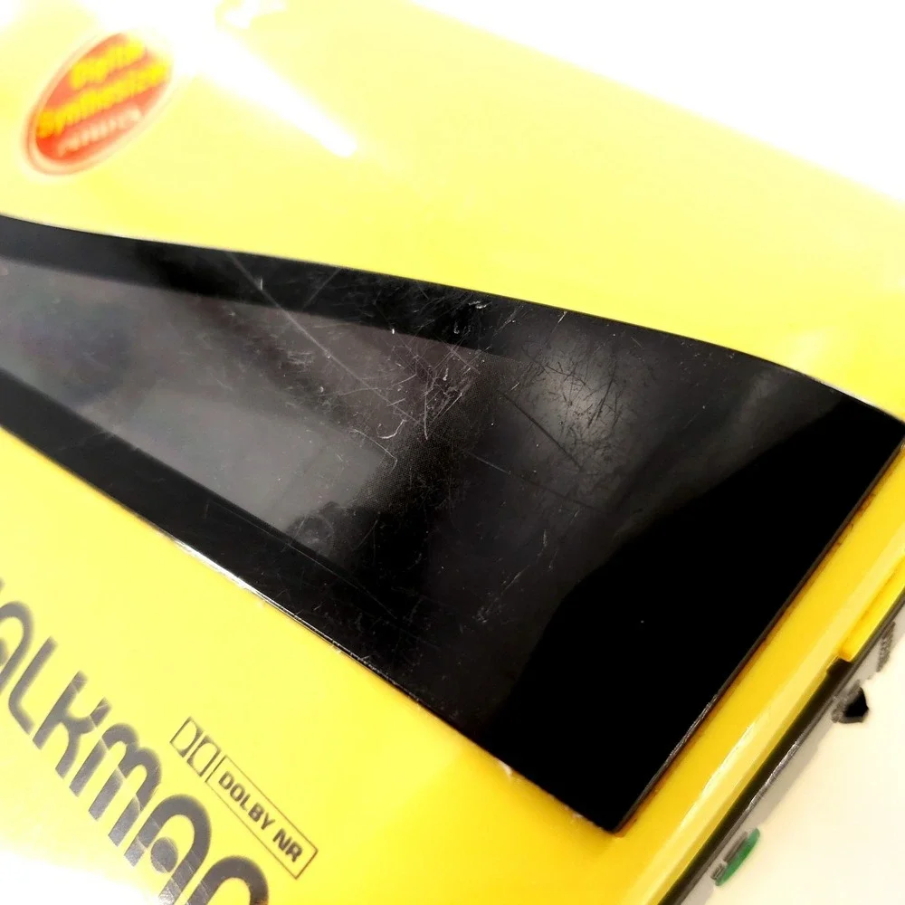 Sony Walkman WM-68 Stereo Cassette Player w/ Clip Yellow Brand New Belts Tested